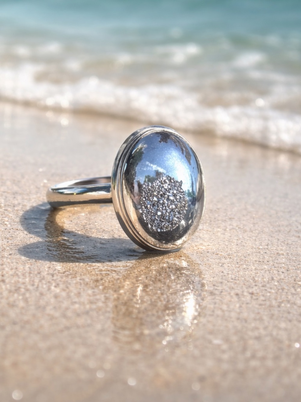 Platinum Aura Druzy Ring - Picture 4 of 14